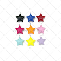 Enamel Colorful Five Point Star Pendant, Star Charm, Pink Turquoise Black Yellow Enamel Jewelry,10mm,Sku#LD158