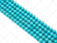 Natural Turquoise Blue Howlite Round Smooth Beads, 8mm/10mm/12mm Genuine Howlite Beads, 15.5'' Full Strand, Sku#U1174