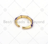 Colorful Enamel Round Bamboo Joint Adjustable Ring, 18K Gold Filled CZ Micropave Open Ring, Statement Ring,3x22mm,Sku#X264