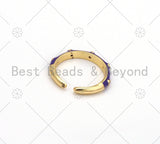 Colorful Enamel Round Bamboo Joint Adjustable Ring, 18K Gold Filled CZ Micropave Open Ring, Statement Ring,3x22mm,Sku#X264