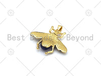 Colorful Glass Bee Shape Pendant, 18K Gold Filled CZ Beed Charm, Necklace Bracelet Charm Pendant,32x27mm, Sku#FH180