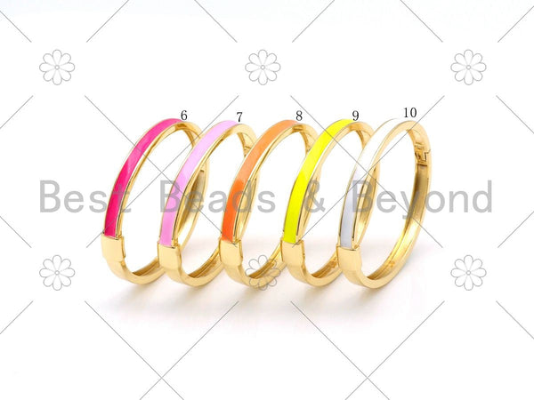Colorful Enamel Stackable Bangle Bracelet, 18K Gold Filled Enamel Bangle, stacking bracelet, 6x66mm,Sku#X269