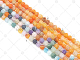 High Quality Natural Multicolor/Orange Frosted Matte Fire Agate, 6mm/8mm/10mm Round Smooth Agate, Cracked Agate, 15.5" Full Strand,Sku#U1175