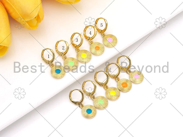 Colorful Enamel Dartboard Latch Back Huggies Earring, 18K Gold Filled Dartboard Huggie Earrings, Colorful Enamel Earrings,11x26mm, sku#O81