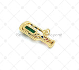 Colorful CZ Micro Pave Beer Bottle Shape Pendant,18k Gold Filled Bottle Charm, Necklace Bracelet Charm Pendant,27x13mm,Sku#LK463