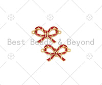 Enamel Red Bowknot Shape Connector, 18K Gold Filled Enamel Connector,Necklace Bracelet Connector, 21x12mm,Sku#Y511