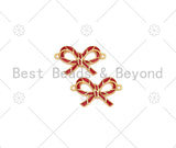 Enamel Red Bowknot Shape Connector, 18K Gold Filled Enamel Connector,Necklace Bracelet Connector, 21x12mm,Sku#Y511