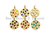Colorful Enamel Round Particle On Gold Round Coin Pendant, 18K Gold Filled Enamel Charm, Necklace Bracelet Charm Pendant, 23x25mm,Sku#F1041