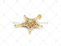 Colorful CZ Micro Pave Five Point Star Shape Pendant, 18K Gold Filled Starfish Charm, Necklace Bracelet Charm Pendant,33x37mm,Sku#LK476
