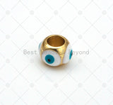 Enamel Turquoise Blue Evil Eye on Round Spacer Beads, 18K Gold Filled Large Hole Spacer Beads,6x8mm,Sku#Y541