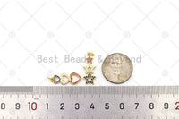 Clear/Fuchsia/Cobalt CZ Micro Pave Triple Heart/Star Shape Pendant, 18K Gold Filled Charm, Necklace Bracelet Pendant, 22x9mm,Sku#LK495