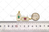Colorful Big Rectangle CZ on Micro Pave Oval Shape Pendant, 18K Gold Filled CZ Charm, Necklace Bracelet Charm Pendant, 24x12mm,Sku#LK497