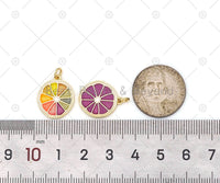 Enamel Colorful Lemon Slice Shape Pendant, 18K Gold Filled Orange Slice Charm, Necklace Bracelet Charm Pendant,Sku#F1444