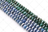 Quality DZI Blue/Green Agate Beads, Rondelle with One line Tibetan Agate Beads, 10x14mm Agate,15 Full Strand, SKU#U1182
