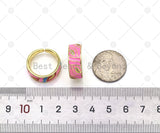 CZ Micro Pave Leaf on Colorfu Enamel Band Shape Adjustable Ring, 18K Gold Filled Leaf Open Ring, CZ Statement Ring,Sku#JL62