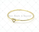 CZ Micro Pave Heart Open Cuff Bracelet, 18K Gold Filled Bracelet, Wire bracelt, Bangle Bracelet, Sku#LK516
