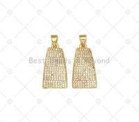 CZ Micro Pave Bell Shape Pendant, 18K Gold Filled Cubic Zirconia Charm, Necklace Bracelet Charm Pendant,12x22mm, Sku#LK474