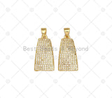 CZ Micro Pave Bell Shape Pendant, 18K Gold Filled Cubic Zirconia Charm, Necklace Bracelet Charm Pendant,12x22mm, Sku#LK474