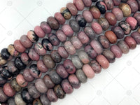 2mm Large Hole Natural Rhodochrosite Beads, 6x10mm Rondelle Smooth Rhodochrosite, Big Hole beads, 8" Long Strands, Sku#U1231 Bestbeads&Beyond