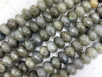 2mm Large Hole Natural Labradorite Beads, 6x10mm Rondelle Faceted Labradorite, Big Hole Beads, 8" Long Strands, Sku#U1237 Bestbeads&Beyond