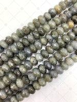 2mm Large Hole Natural Labradorite Beads, 6x10mm Rondelle Faceted Labradorite, Big Hole Beads, 8" Long Strands, Sku#U1237