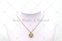 CZ Micro Pave Skull With Round Ring Shape Pendant, 18K Gold Filled Skull Charm, Necklace Bracelet Charm Pendant,Sku#Y555