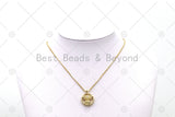CZ Micro Pave Skull With Round Ring Shape Pendant, 18K Gold Filled Skull Charm, Necklace Bracelet Charm Pendant,Sku#Y555