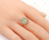 CZ Micro Pave Virgin Mary On Round Adjustable Ring, 18K Gold Filled Religion Open Ring, CZ Round Ring, Sku#LD171