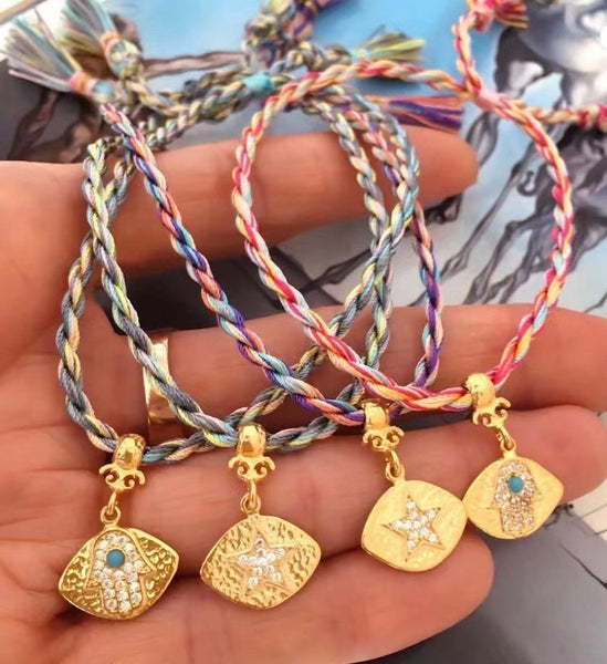 14k Delicate Diamond Solitaire Bracelet Gold Silk Cord Bracelet, Stacking  Bracelets, Wedding Jewelry - Etsy