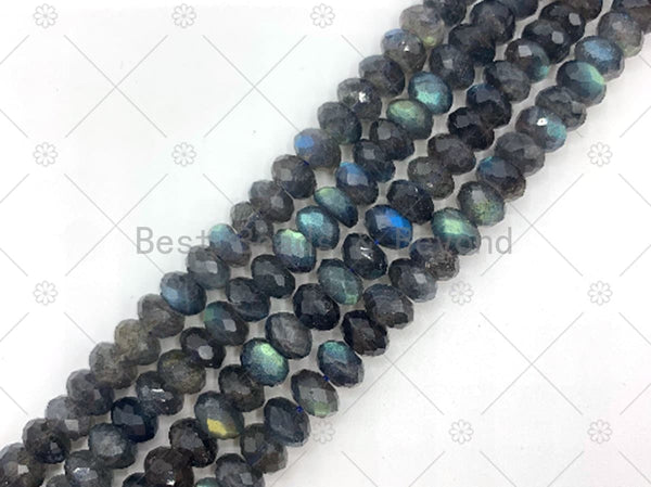 Top Quality Genuine Labradorite Rondelle Faceted Beads, 4x6mm/5x8mm/6x10mm Natural Labradorite Beads, 15.5'' Full Strand, Sku#U1250